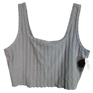 Aerie Offline Crop Top Groove OG Ribbed Gray